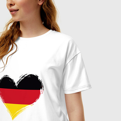 Женская футболка оверсайз Сердце - Германия / Белый – фото 3