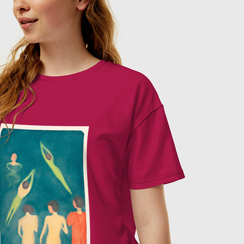 Женская футболка оверсайз Купающиеся мальчики Эвард Мунк 1896 / Маджента – фото 3
