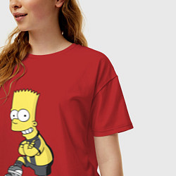 Футболка оверсайз женская Барт Симпсон - крутой футбольный форвард, цвет: красный — фото 2