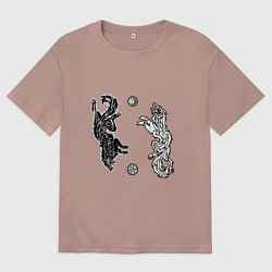 Футболка оверсайз женская Охотники Хати и Сколль, цвет: пыльно-розовый