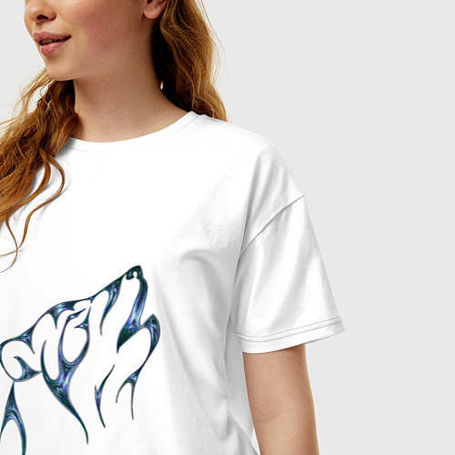 Женская футболка оверсайз Песня волчьего духа / Белый – фото 3