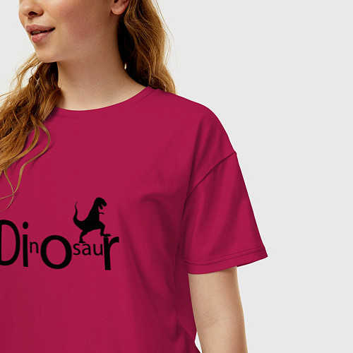 Женская футболка оверсайз Динозавр антибренд / Маджента – фото 3