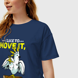Футболка оверсайз женская Я люблю двигать телом попугай, цвет: тёмно-синий — фото 2