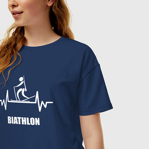 Женская футболка оверсайз Биатлон в моем пульсе / Тёмно-синий – фото 3