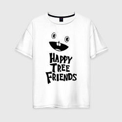 Футболка оверсайз женская Happy Three Friends - LOGO, цвет: белый