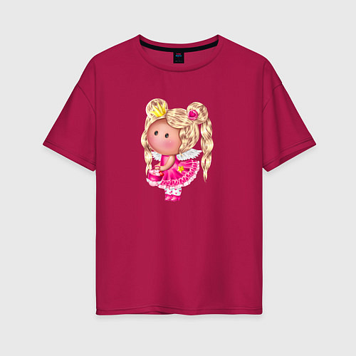 Женская футболка оверсайз Маленькая принцесса блондинка / Маджента – фото 1