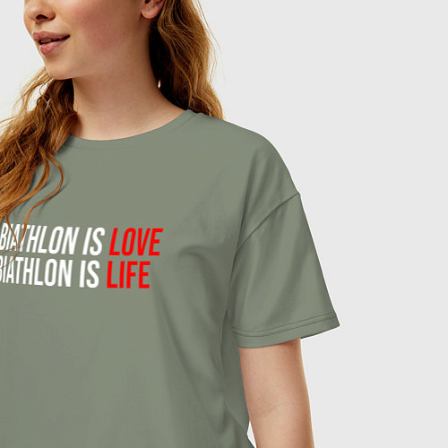 Женская футболка оверсайз Биатлон это любовь, биатлон это жизнь / Авокадо – фото 3