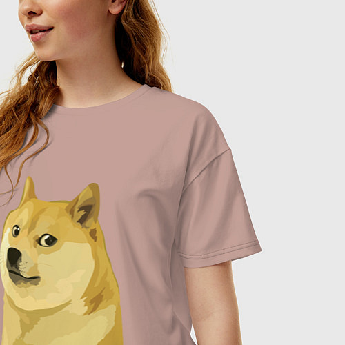 Женская футболка оверсайз Пёсик Доге / Пыльно-розовый – фото 3
