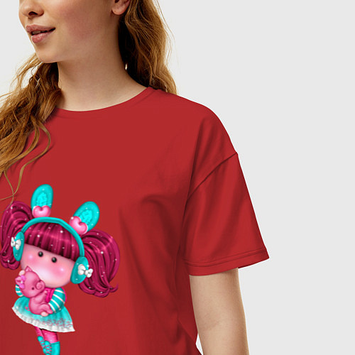 Женская футболка оверсайз Маленькая девочка принцесса / Красный – фото 3