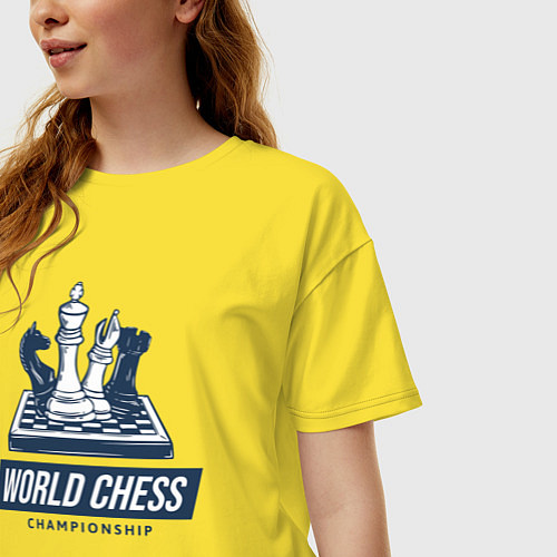 Женская футболка оверсайз Чемпионат мира по шахматам / Желтый – фото 3
