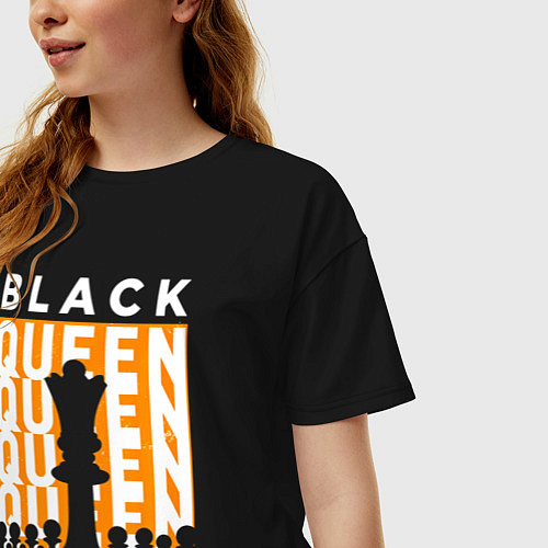 Женская футболка оверсайз Черная королева самая сильная фигура / Черный – фото 3