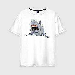 Футболка оверсайз женская Злая белая акула, цвет: белый