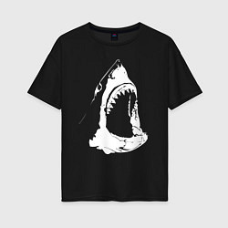 Футболка оверсайз женская Огромная акулья пасть, цвет: черный
