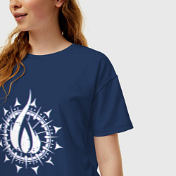 Футболка оверсайз женская In flames - logo neon, цвет: тёмно-синий — фото 2