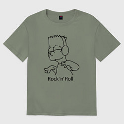 Футболка оверсайз женская Bart Simpson - Rock n Roll, цвет: авокадо