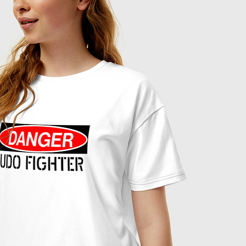 Женская футболка оверсайз Опасность - дзюдоист / Белый – фото 3