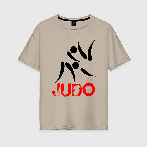 Женская футболка оверсайз Дзюдо символ / Миндальный – фото 1