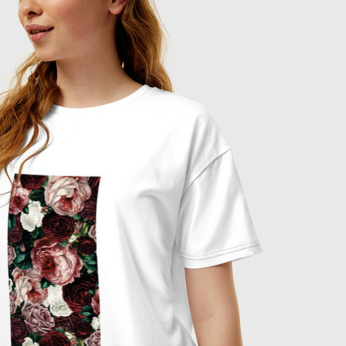 Женская футболка оверсайз Роза 90х / Белый – фото 3