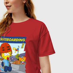 Футболка оверсайз женская Skateboarding - use the right personal protective, цвет: красный — фото 2
