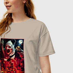 Футболка оверсайз женская Ужасающий 2, цвет: миндальный — фото 2