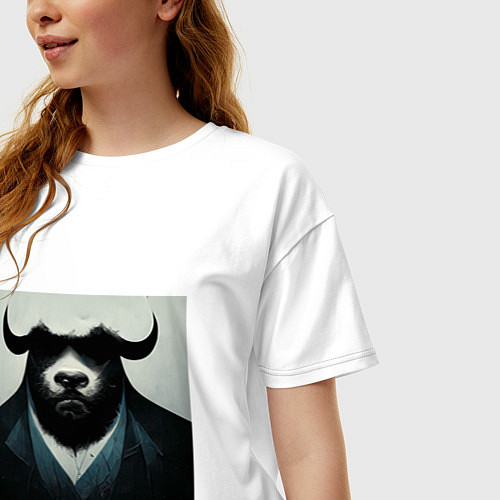 Женская футболка оверсайз Бык гангстер / Белый – фото 3