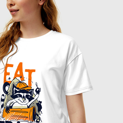 Женская футболка оверсайз Ешь мусор - мусорная панда / Белый – фото 3