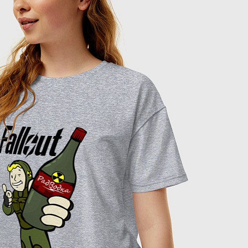 Женская футболка оверсайз Fallout nuka vodka / Меланж – фото 3