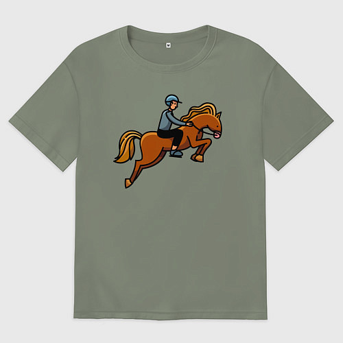 Женская футболка оверсайз Наездник на лошади / Авокадо – фото 1
