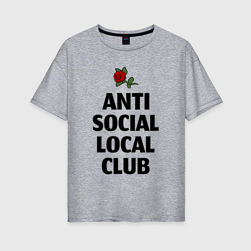 Женская футболка оверсайз Anti social local club / Меланж – фото 1