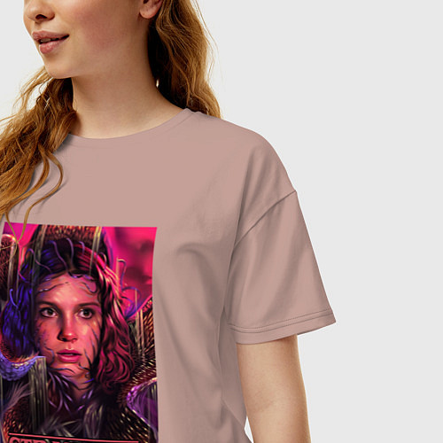 Женская футболка оверсайз Stranger Things eleven / Пыльно-розовый – фото 3