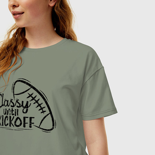 Женская футболка оверсайз Classy Until Kickoff / Авокадо – фото 3