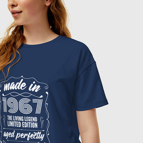 Женская футболка оверсайз Made in 1967 retro old school / Тёмно-синий – фото 3