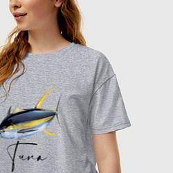 Футболка оверсайз женская Желтопёрый океанский тунец, цвет: меланж — фото 2