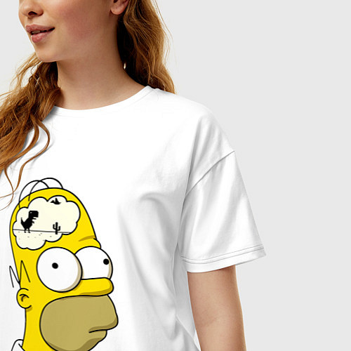 Женская футболка оверсайз Гомер Симпсон - нет подключения к интернету / Белый – фото 3
