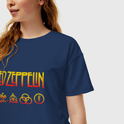 Футболка оверсайз женская Led Zeppelin - logotype, цвет: тёмно-синий — фото 2