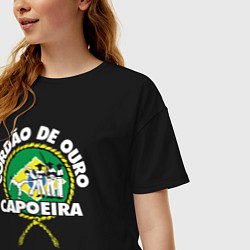 Футболка оверсайз женская Capoeira - Cordao de ouro flag of Brazil, цвет: черный — фото 2