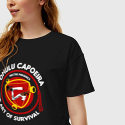 Футболка оверсайз женская Capoeira The art of survival Omulu capoeira, цвет: черный — фото 2