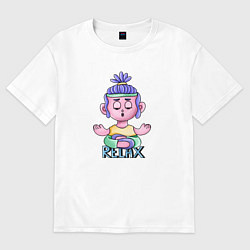 Футболка оверсайз женская Йога - время медитации, цвет: белый