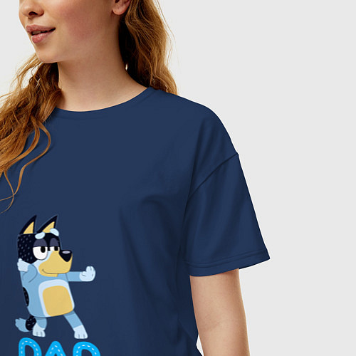 Женская футболка оверсайз Doggy Dad / Тёмно-синий – фото 3