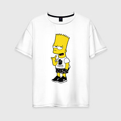 Женская футболка оверсайз Борзый Барт Симпсон - жест