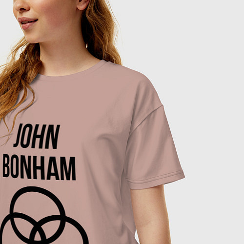 Женская футболка оверсайз John Bonham - Led Zeppelin - legend / Пыльно-розовый – фото 3