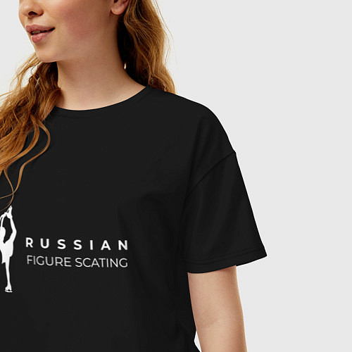 Женская футболка оверсайз Figure skating of Russia / Черный – фото 3