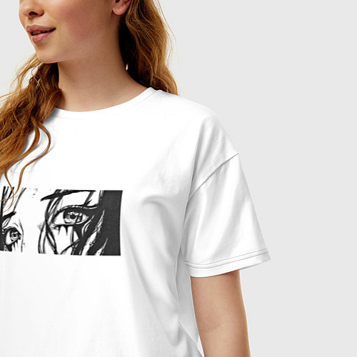 Женская футболка оверсайз Грустные Глаза Девушки / Белый – фото 3