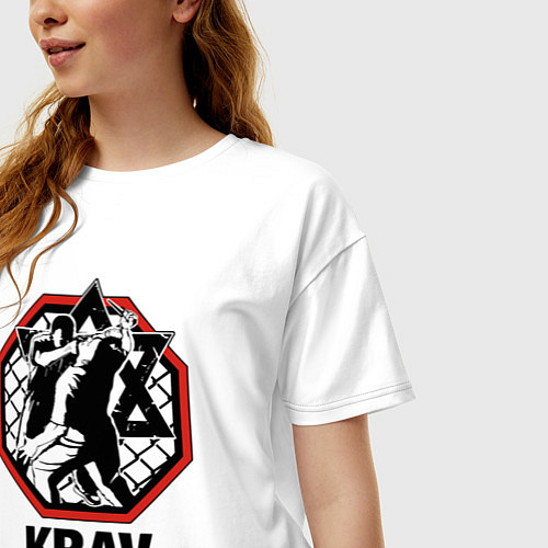 Женская футболка оверсайз Krav-maga ring / Белый – фото 3
