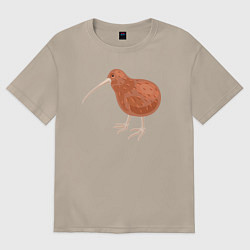 Футболка оверсайз женская Птица киви, цвет: миндальный