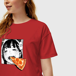 Футболка оверсайз женская Любитель пиццы пепперони, цвет: красный — фото 2