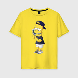 Футболка оверсайз женская Барт Симпсон болтает по мобильнику, цвет: желтый