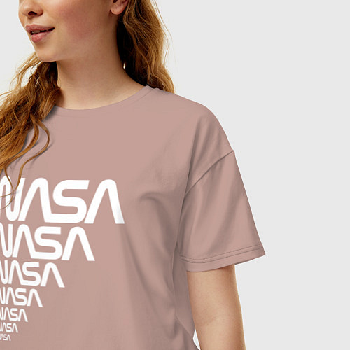 Женская футболка оверсайз Nasa надписи / Пыльно-розовый – фото 3