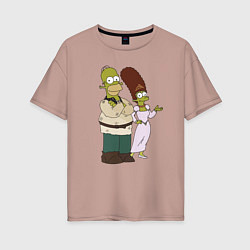 Футболка оверсайз женская Homer and Marge in Shrek, цвет: пыльно-розовый