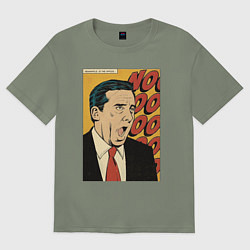 Футболка оверсайз женская Майкл кричит нееееет - Офис, цвет: авокадо